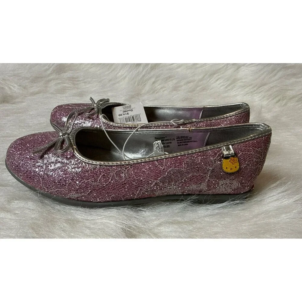 Sanrio Hello Kitty 2009 Big Kids 3 Ballet Flats Lace Shimmer Metallic NWT